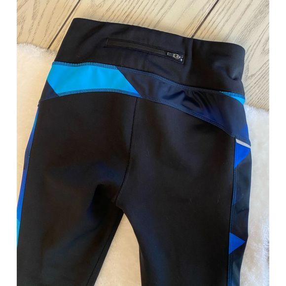 Athleta Magnet Power Lift Tight Compression Pants Blue Black Reflective XS - Picture 13 of 14